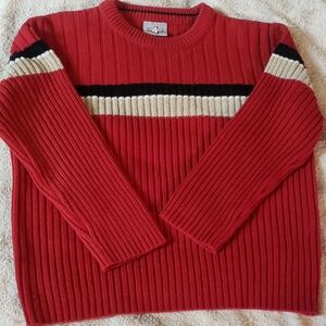 Cozy Red Ribbed Kids Sweater